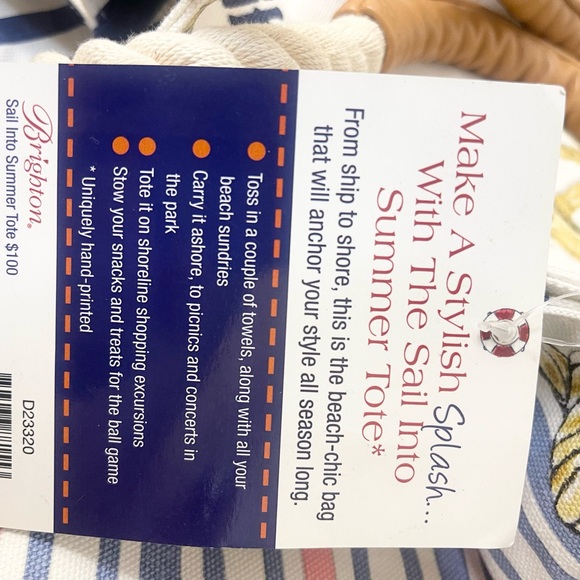 Brighton "Sail Into Summer" Nautical Canvas Tote Bag | NWT | $100 Retail - Picture 9 of 9